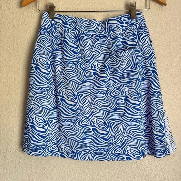 Blue Abstract Zebra Print Mini Skort Skirt Size XS Athletic Golf Pickleball - Picture 2 of 4